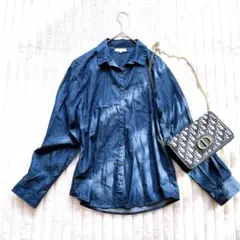 アースミュージック＆エコロジー　長袖デニムシャツ M ダークブルー　カジュアル