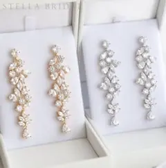STELLA BRIDAL キュービックジルコニアブライダルイヤリングGold