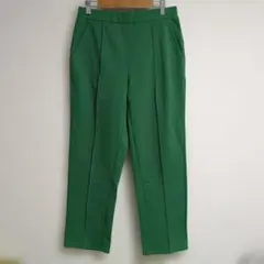 ショコラフィネローブ　グリーン緑　裏起毛センターライン センタープレス パンツ