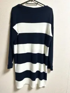 ボートネック ボーダー ニットチュニックワンピ