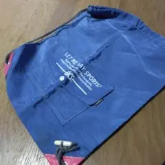 シューズバッグ　体操袋　アシックス　巾着　青　エコバッグ　リュック　昭和レトロ