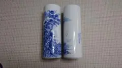 【2点セット】小泉作 山水花瓶 筒型 花瓶 学校法人函館佐藤学園 創立15周年