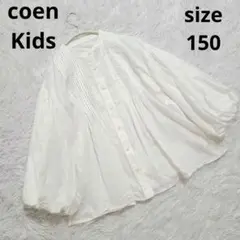 coenKidsコーエンバンドカラーバルーンスリーブピンタックブラウス低身長にも
