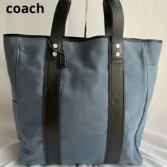 ✨未使用級✨　coach トートバッグ　キャンバス　レザー　淡い青色　メンズ