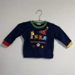 ミキハウス　動物刺繍トレーナー ネイビー サイズ80