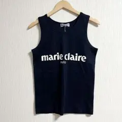 タグ付き未使用　マリクレール　ロゴ　タンクトップ　ネイビー　Mのサムネイル