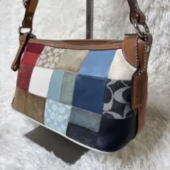 COACHコーチ パッチワークアクセサリーポーチショルダーバッグ7048
