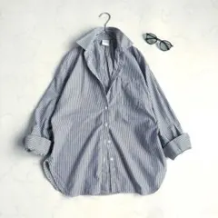マガリ MAGALI ストライプシャツ リネンライク くるみボタン 日本製