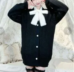 【未着用】MA*RS 透かし編みニットカーディガン ブラック