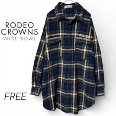 ロデオクラウンズ　BIGシルエット チェックCPOジャケット　ネイビー　FREE