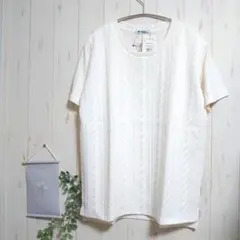新品タグ付き☆アップスタート　半袖tシャツ〚M〛ケーブル編み風　ホワイト　薄手