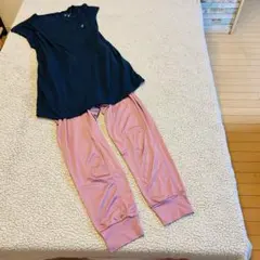 美品ピラテスセットアップ♥ウィッテム♥ピンク　紺【M】ヨガ　運動着　薄手　伸縮性