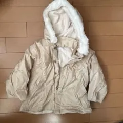 ベージュ ファー付きフード アウター