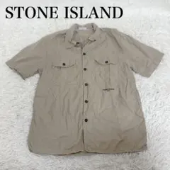 【美品】STONE ISLAND 半袖シャツ ワーク　カーキ　Lサイズのサムネイル