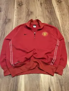 マンチェスターU Nike ハーフジップ スウェット 赤 古着