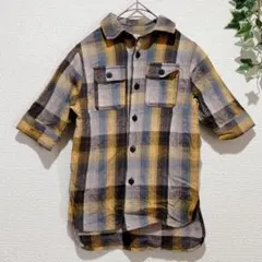 【プティマイン】 チェック柄 半袖シャツ 80cm