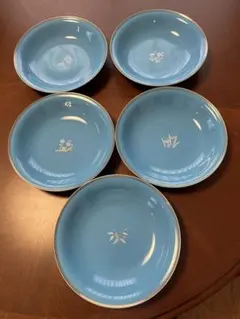 たち吉　青色の花模様皿5枚セット