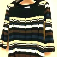 ✨シルク混✨マルチボーダーフレアチュニック✨上品ニットワンピースのサムネイル