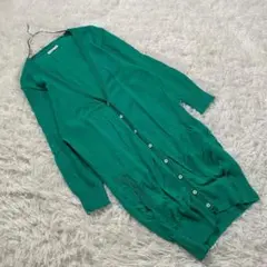 Heart Market (F)麻 コットン 無地 ロング ニット カーディガン