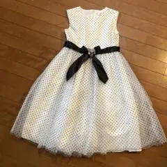 子ども用ドレス 150サイズ 白×黒の水玉模様