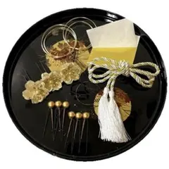 髪飾り ゴールド 桃 卒業式 成人式 結婚式 金箔 小花 hset_5wtg