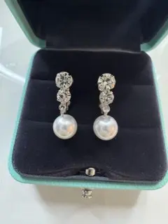 イヤリング　ジルコニア　パール　華やか　普段　披露宴　結婚式　縦約2センチ