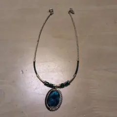 青緑色オーバル型ペンダントネックレス