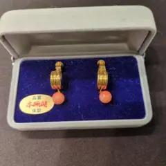 本珊瑚 イヤリング ゴールドカラー