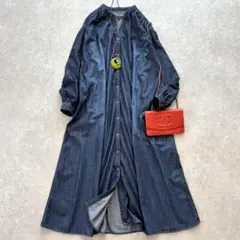 美品 アーバンリサーチ デニム シャツ ロングワンピース スキッパー 体型カバー