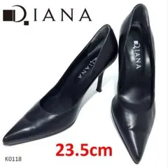 ダイアナ　ポインテッドトゥ　ブラック　レザー　パンプス　日本製