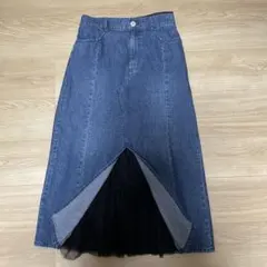 デニムブルー スリット入りロングスカートのサムネイル