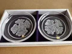 SASAKI CRYSTAL 花柄クリスタル皿 2枚セット