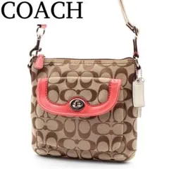 COACH シグネチャー ショルダーバッグ 斜め掛け ターンロック ブラウンのサムネイル