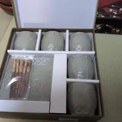 猫*猫様 陶器製カップ5個セットとプレート、フォーク