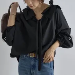 yori スカラップカラー ブラウス ブラック 長袖 - メルカリ