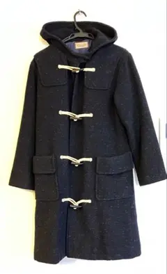 TARGA タルガ　ダークブルー　フード付きダッフルコート　ウール　紺　ネップ