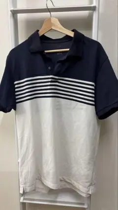 ユニクロ　XL ネイビーとホワイト ストライプ ポロシャツ