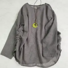 極美品　リヴドロワ 前後2WAY リネンタッチドロストブラウス グレーのサムネイル