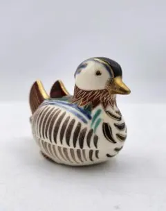 e082 香合 色絵おしどり 橋本城岳 木箱 茶道具 古物