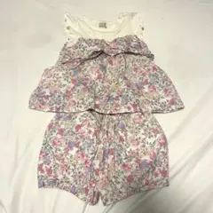プチマイン Tシャツ 花柄 パンツ セットアップ ピンク80 90 100のサムネイル