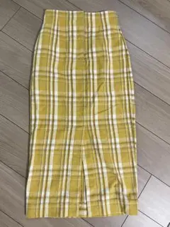 イエロー系チェック タイトスカート