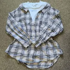 GU チェック柄長袖シャツ