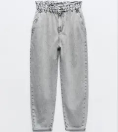 【美品】ZARAハイライズバギーペーパーバッグデニムのサムネイル