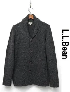 J433/美品 L.L.Bean ニットカーディガン ショールカラー M グレーのサムネイル