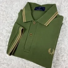 【英国製】フレッドペリー M12 ポロシャツ 38 M カーキ　ゴールド