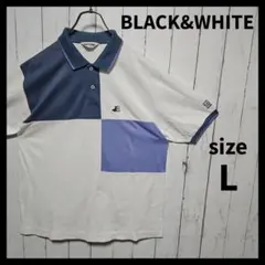 【BLACK&WHITE】 鹿子ポロシャツ　半袖　カラーブロック　F1004のサムネイル