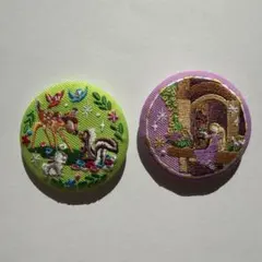 ディズニー刺繍缶バッジ2 バンビ・ラプンツェル2個セット