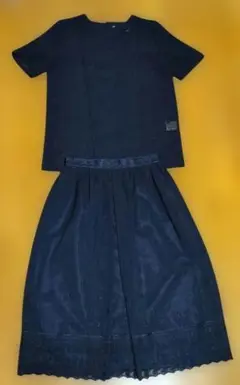 ダークネイビー リネン風 セットアップ