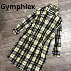 【美品】ジムフレックス 上質フランネル素材チェック柄シャツワンピース ロゴ刺繍