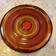 京都アソベ 天然木 大きな丸盆 漆器塗 キッチン用品 45.5cm 新品未使用